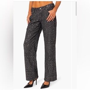 EDIKTED
Nyah Sequin Low Rise Wide Leg Jeans women’s size XS